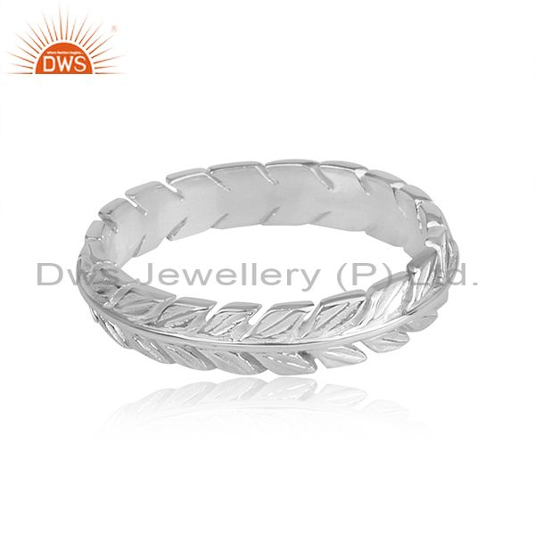 Wholesalers Solid Sterling Silver Leaf Feather Engagement Wedding Band Ring