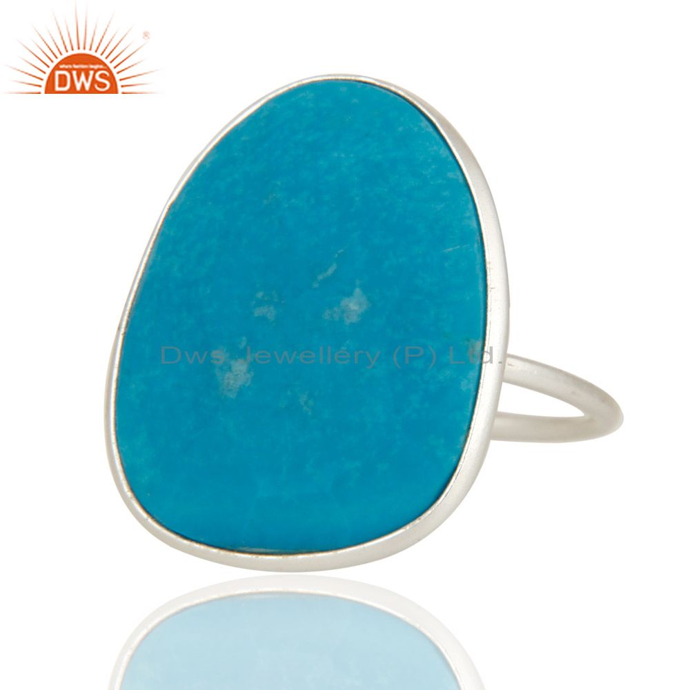 Wholesalers 925 Sterling Silver Turquoise Gemstone Bezel Set Handmade Ring