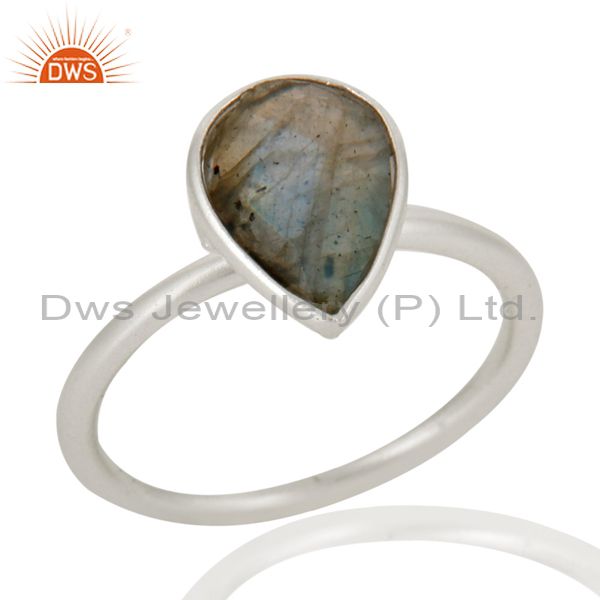Wholesalers 925 Solid Sterling Silver Labradorite Gemstone Bezel Set Drop Ring
