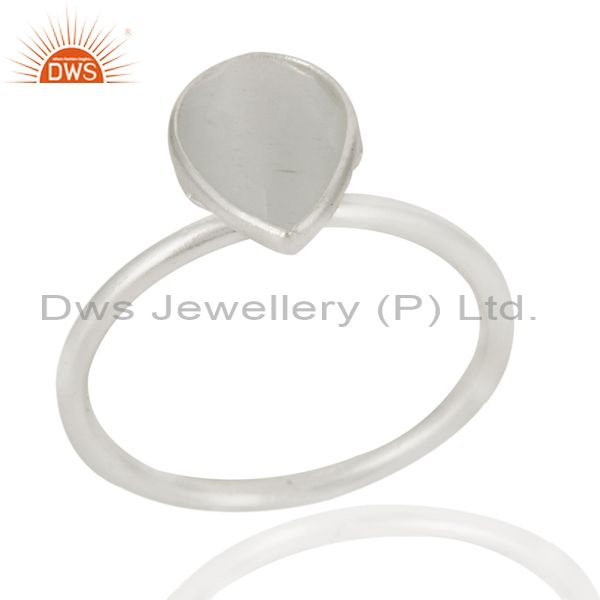 Wholesalers Genuine 925 Sterling Silver White Moonstone Bezel Set Drop Ring