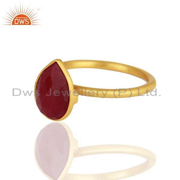 Exporter Ruby Red Gemstone Gold Plated 925 Silver Rings Jewelry Manufacturer