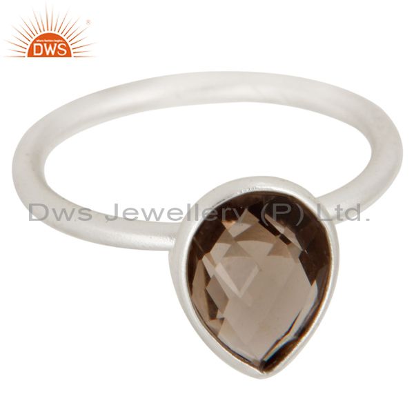Natural Smoky Quartz Solid 925 Sterling Silver Stacking Ring