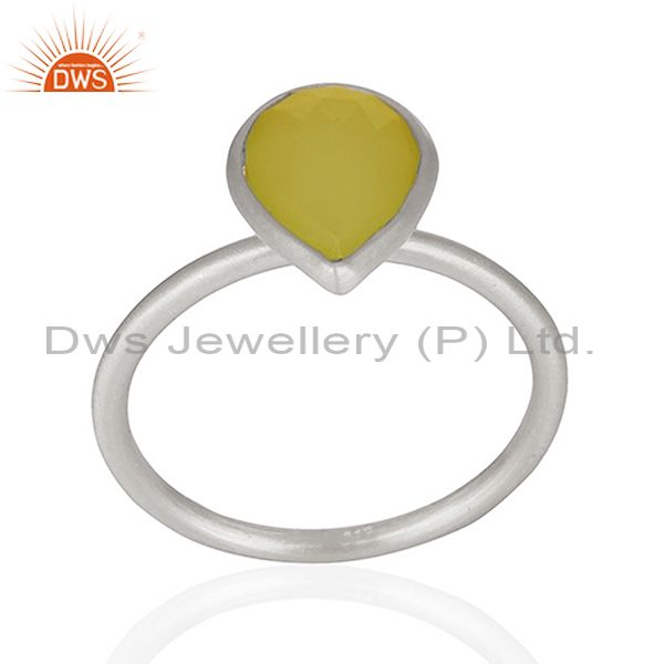 Exporter Wholesale 925 Sterling Silver Yellow Chalcedony Gemstone Ring Jewelry