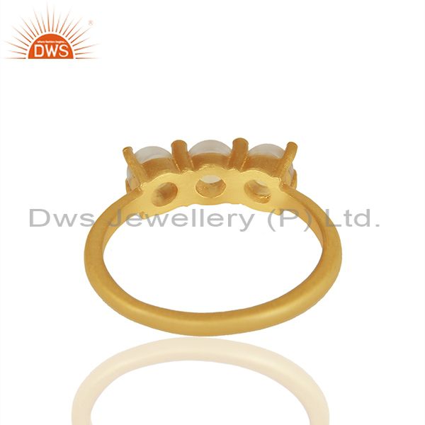 Exporter Yellow Gold Plated 925 Silver Three Gemstone Ring Manufacturer