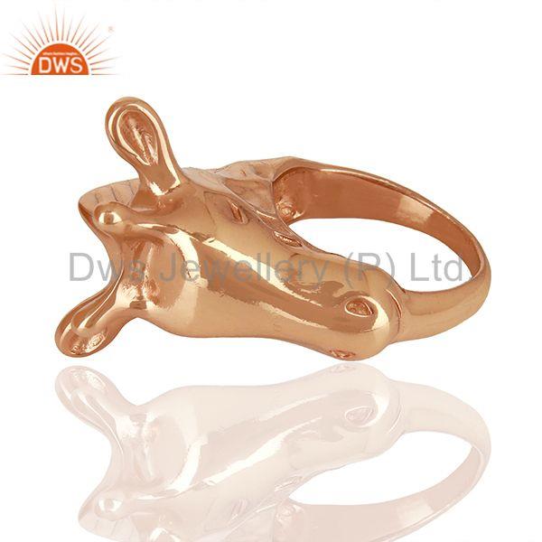 Exporter Knuckle Giraffe 925 Sterling Silver Rose Gold Plated Ring Animal Jewellery