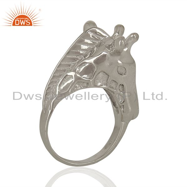 Exporter Knuckle Giraffe 925 Sterling Silver White Rhodium Plated Ring Animal Jewellery