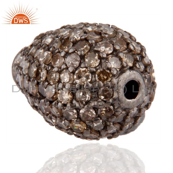 Exporter 925 Sterling Silver Bead with Pave Diamond Finding Jewelry