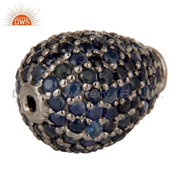 Exporter 925 Sterling Silver Pave Set Blue Sapphire Gemstone Finding Charms Jewelry