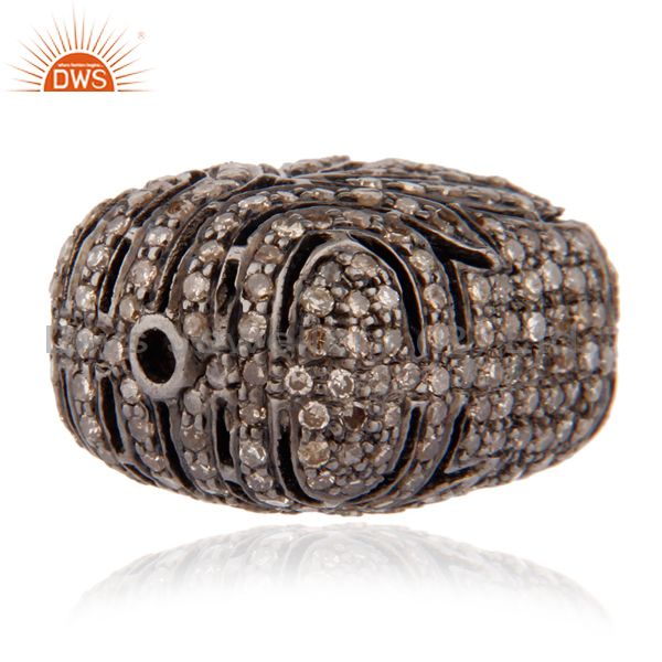 Exporter Pave Diamonds 925 Sterling Silver Finding Filigree Designer Bead Jewelry