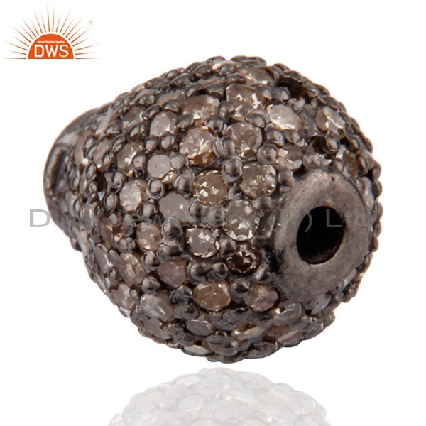 Exporter Diamond Pave 925 Sterling Silver Drop Shaped Disco Bead Spacer Finding Jewelry