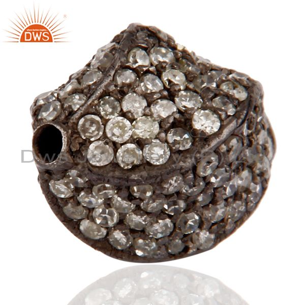 Exporter 925 Sterling Silver Pave set Diamond Bead Spacer Finding Jewelry
