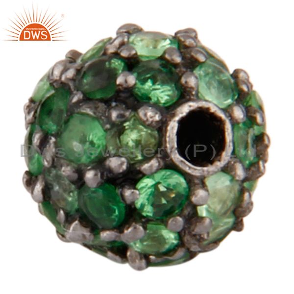 Exporter 6mm Tsavorite Gemstone Pave Sterling Silver Beads Finding Spacer Bead Jewelry
