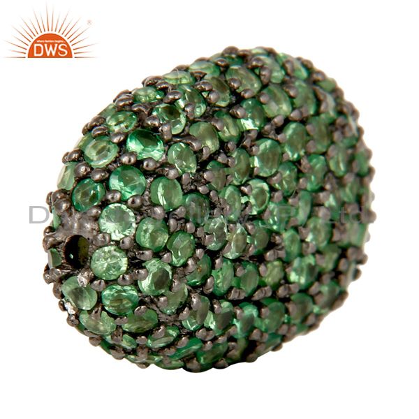 Exporter Oxidized Sterling Silver Tsavorite Pave Set Ball Beads Finding Charms Jewelry