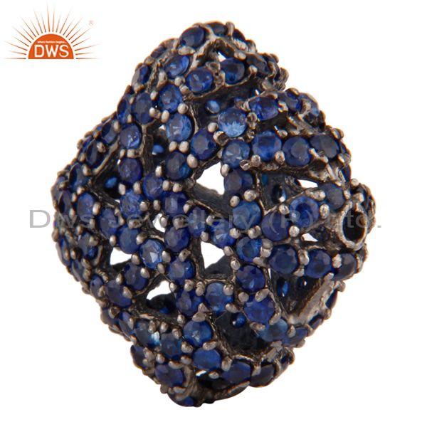 Exporter Handmade Sterling Silver Blue Sapphire Gemstone Charm Finding Connector Jewelry