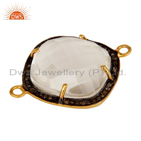 Exporter 18K Yellow Gold Plated Sterling Silver Crystal Quartz And Pave Diamond Connector