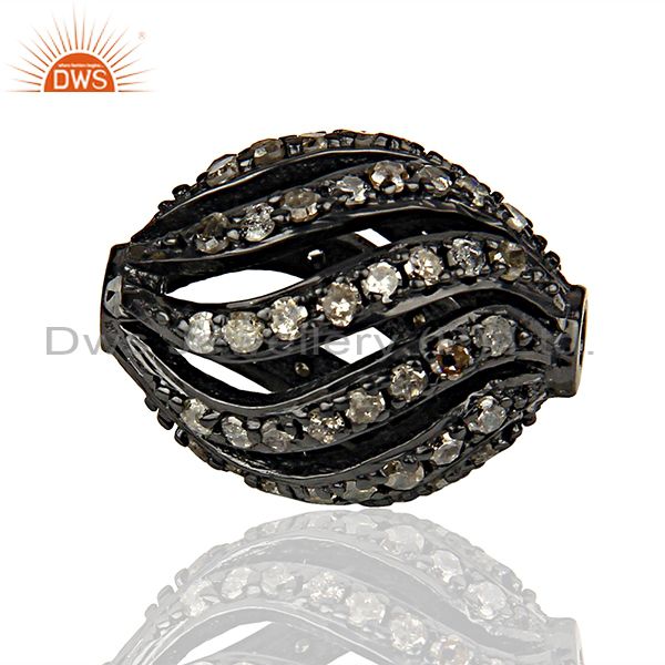 Exporter Rhodium Plated Silver Pave Diamond Beads Findings Jewelry Supplier