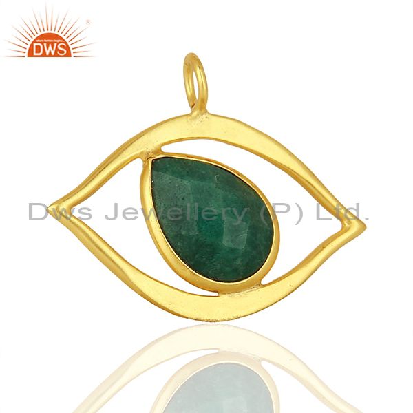 Exporter Emerald Gemstone Gold Plated 925 Silver Pendant Jewelry Manufacturer