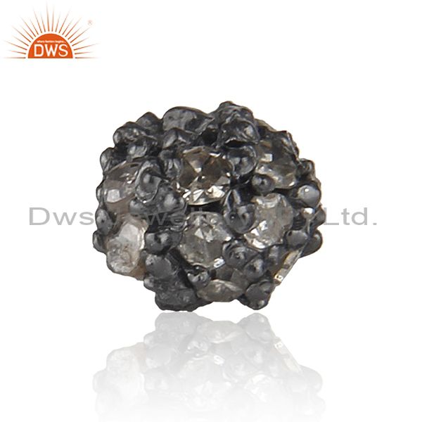 Exporter 4 mm Diamond Pave Spacer 925 Sterling Silver Ball Bead Finding Vintage Style