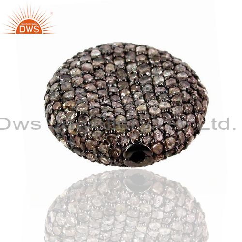 Exporter 925 Sterling Silver Diamond Pave Spacer Finding Vintage Style 22x5 mm Jewelry