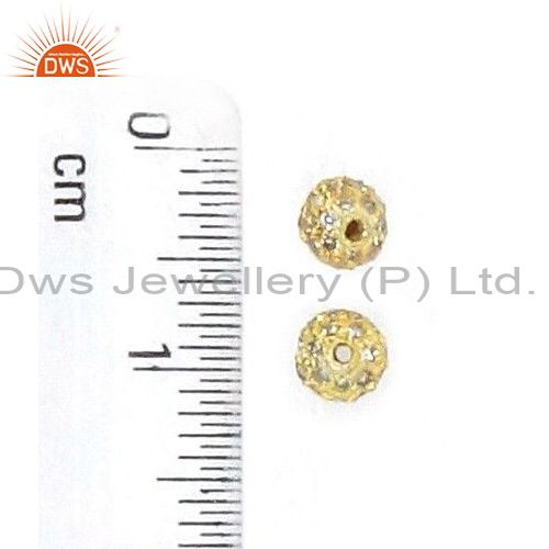 Exporter 14K Gold Plated Pave Diamond Bead Spacer Ball Finding Vintage Jewelry 4 MM