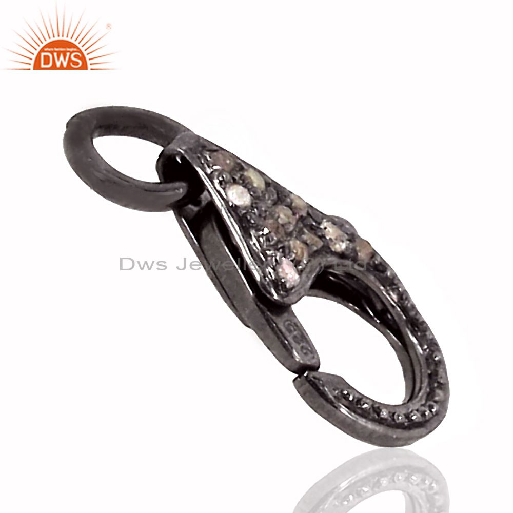 Exporter 18x9 mm Pave Diamond Lobster Clasp 925 Sterling Silver Finding Handmade Jewelry