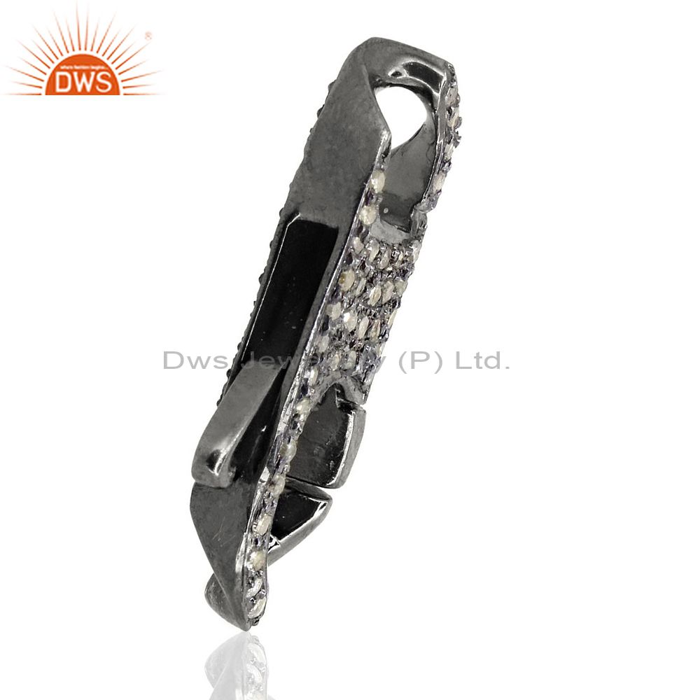Exporter New Both Sided Pave Diamond Clasp 925 Silver Spring lobster Lock Finding Jewelry