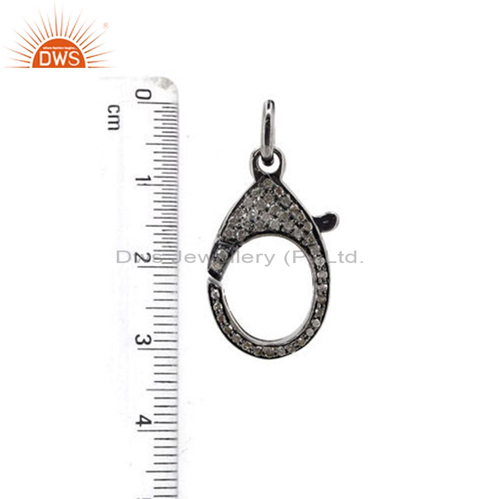 Exporter 31x15 mm Pave Diamond Lobster Clasp 925 Sterling Silver Finding Handmade Jewelry