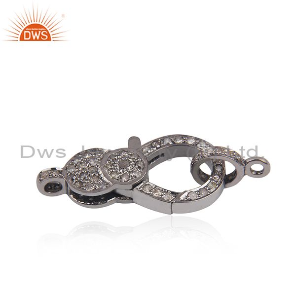 Exporter 27x13mm 925 Silver Pave Diamond Lobster Clasp & Spring Lock Finding Gift Jewelry