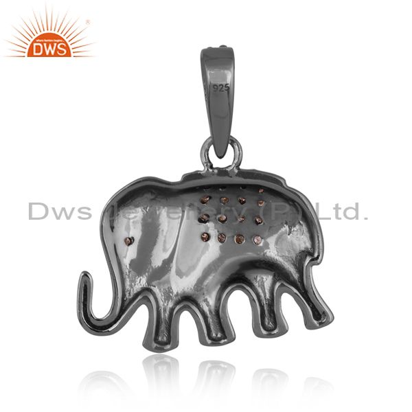 Exporter Pave Diamond 925 Sterling Silver Elephant Charm Pendant Jewelry Gift For Women