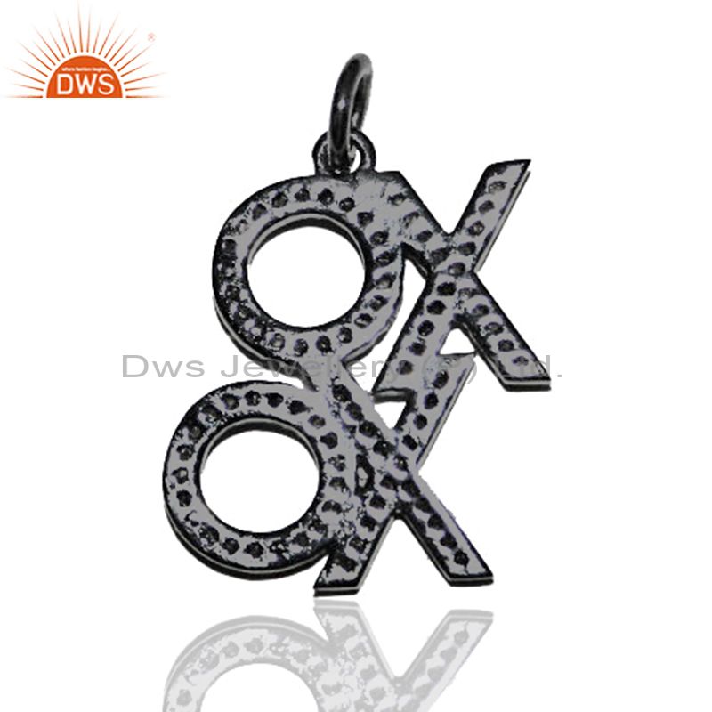Exporter 25x18 MM Pave Diamond XOXO Pendant Silver Fashion Handmade Gift Vintage Jewelry