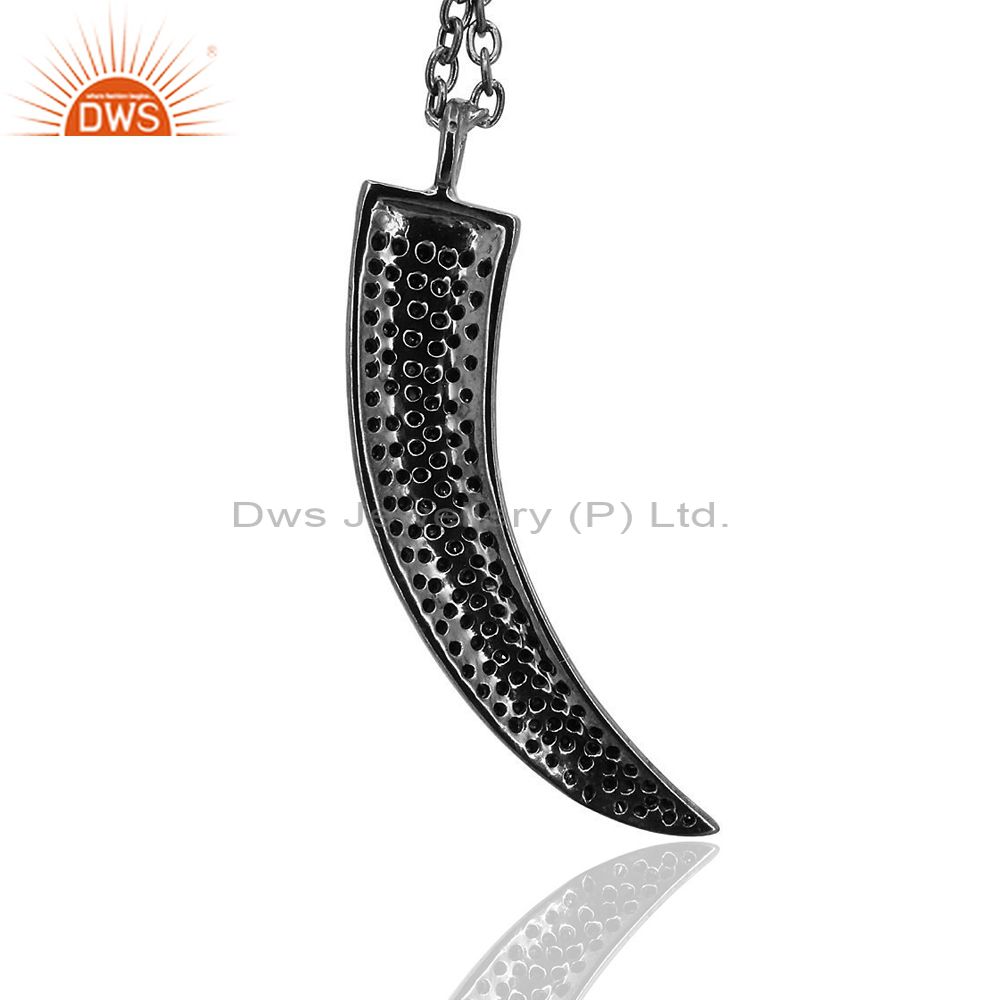 Exporter Claw Pendant 0.98ct Real Pave Diamond Sterling Silver Vintage Necklace Jewelry