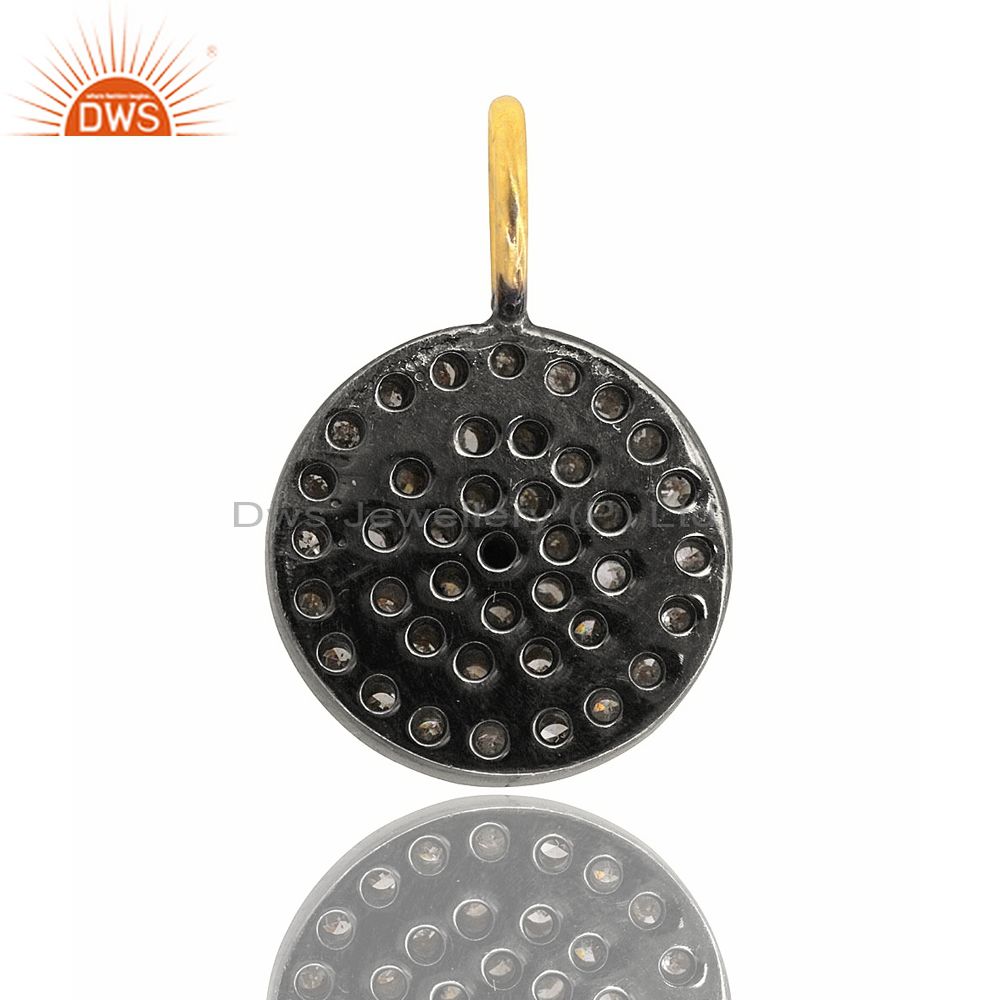 Exporter Pave Natural Diamond CIRCLE Charm Pendant 925 Sterling Silver Handmade Jewelry