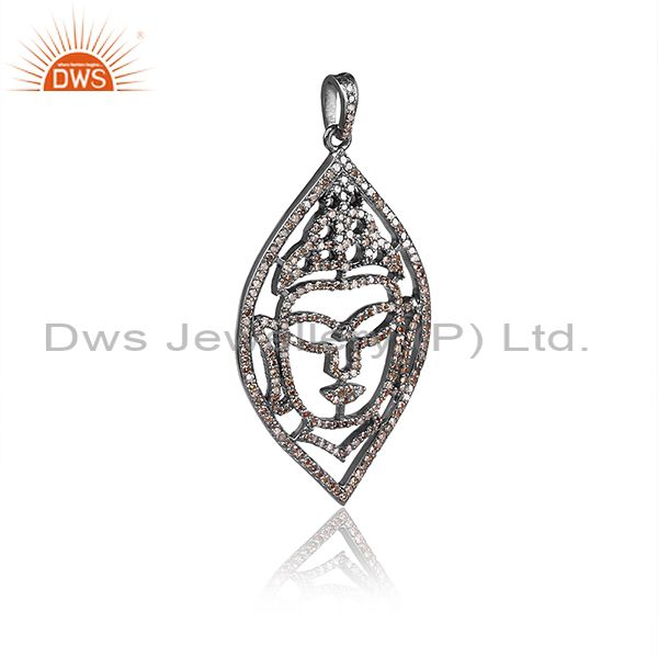 Pave diamond buddha pendant 925 sterling silver handmade jewelry