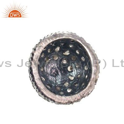 Exporter 925 Sterling Silver Bead Cap 64ct Diamond Studded Finding Jewelry 10mm