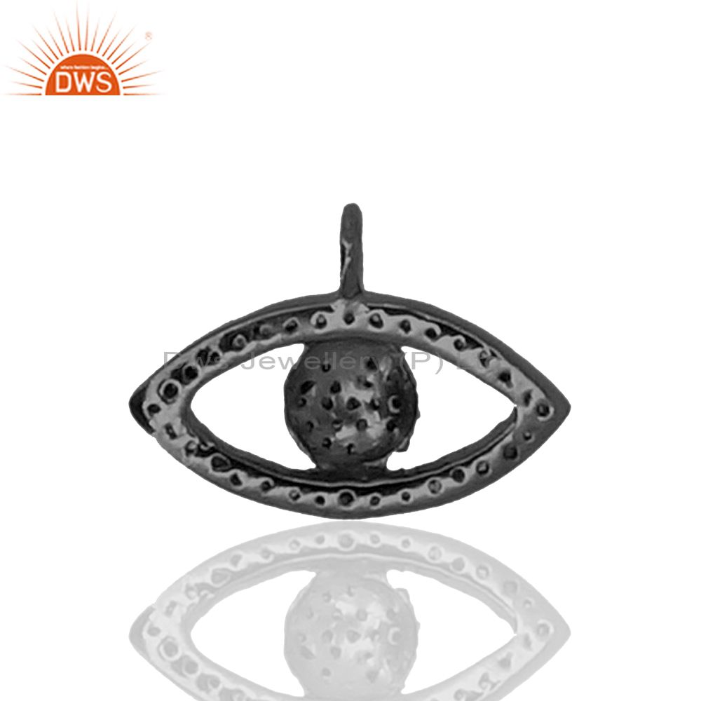 Exporter Pave Diamond Trendy Evil Eye Handmade 925 Sterling Silver Charm Pendant Jewelry