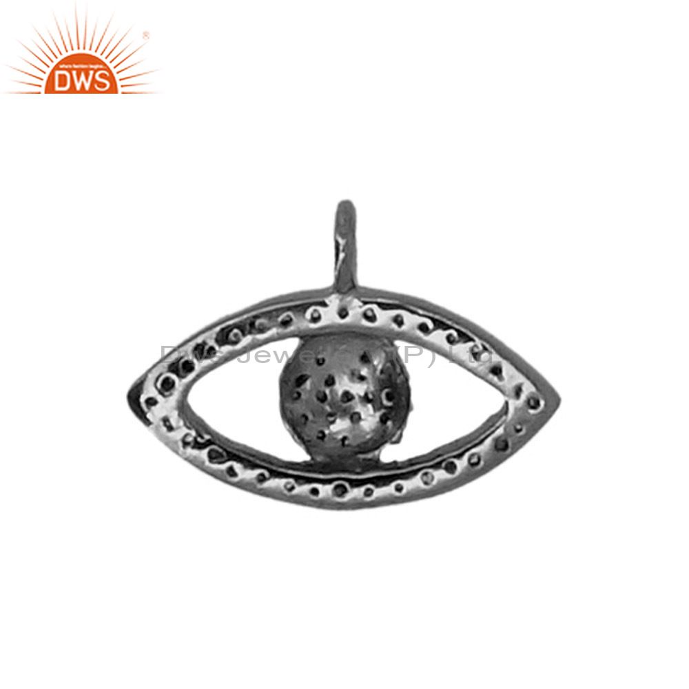 Exporter Handmade 925 Silver Trendy Evil Eye Pave Diamond Designer Charm Pendant Jewelry