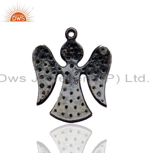 Exporter Pave Diamond ANGEL Charm Pendant Finding Vintage Style Sterling Silver Jewelry