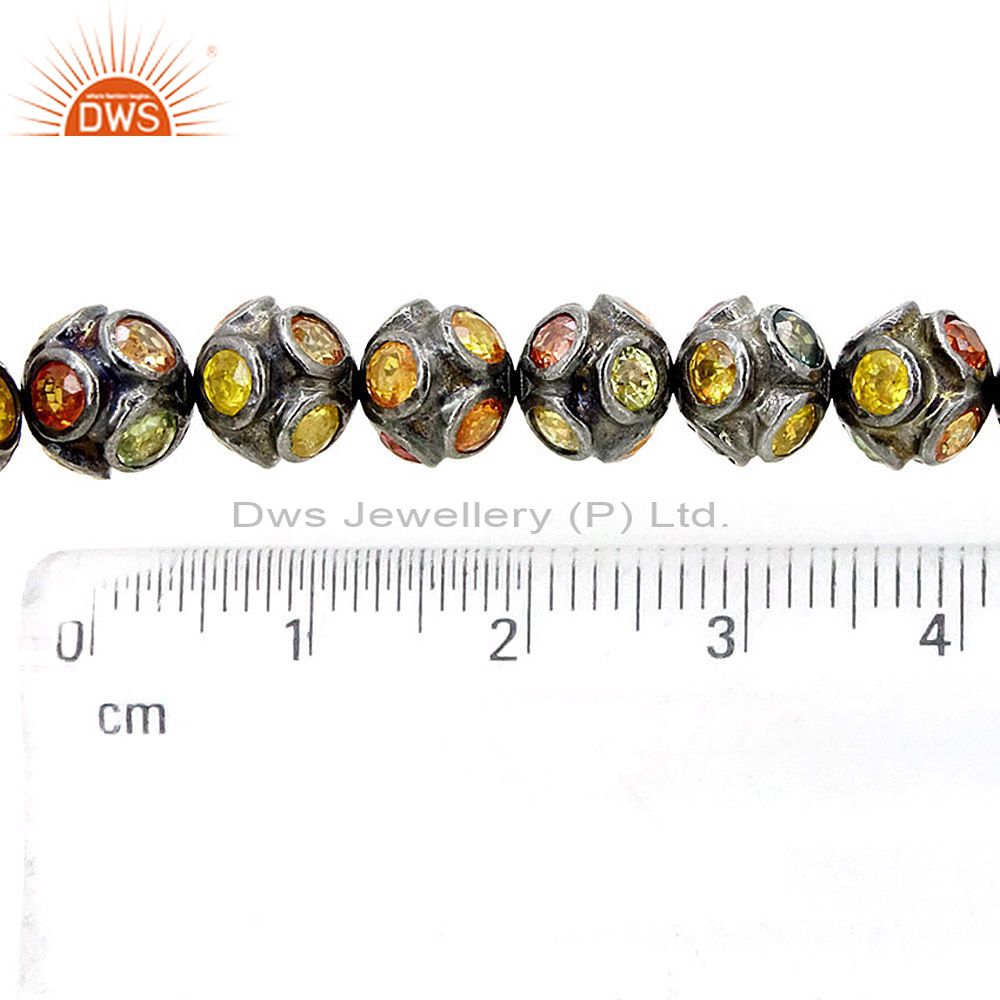 Exporter Multi Sapphire Spacer Bead Disco Ball Finding 92.5 Sterling Silver Jewelry 8 MM
