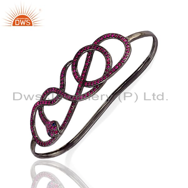 Supplier of Sapphire ruby sterling silver fashion wrap snake palm bangle jewelry