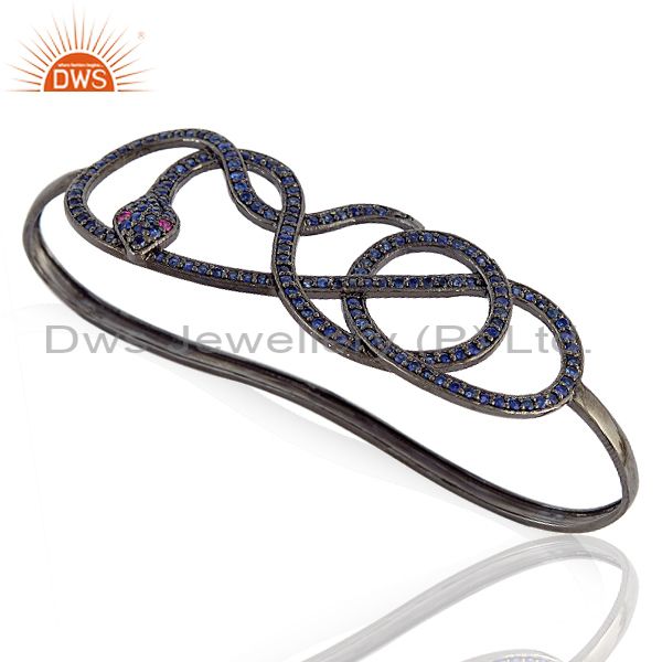 Supplier of 3.18ct blue sapphire 925 silver wrap snake palm bangle jewelry