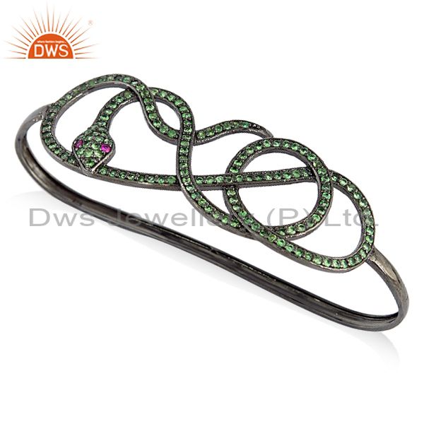 Supplier of 3.05ct tsavorite 925 silver wrap snake palm bangle gemstone jewelry