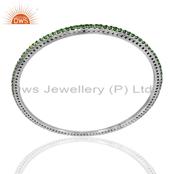 Supplier of Natural tsavorite gemstone solid silver bangle manufacturers india