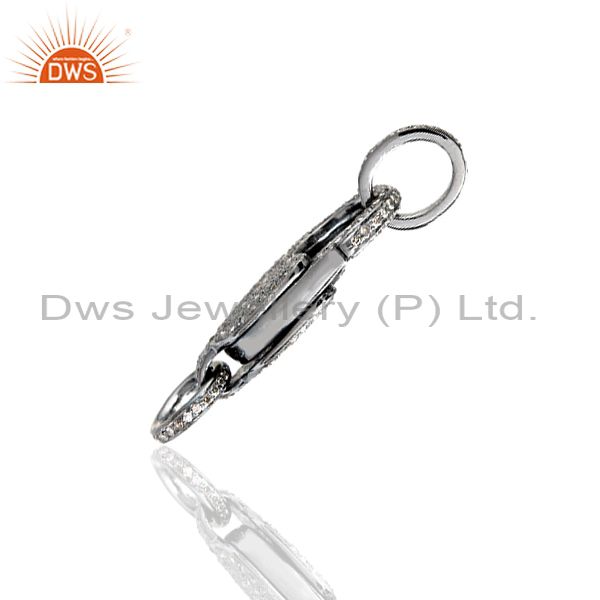 Exporter 1.11ct Pave Diamond Clasp Lock Connector Finding .925 Sterling Silver Jewelry