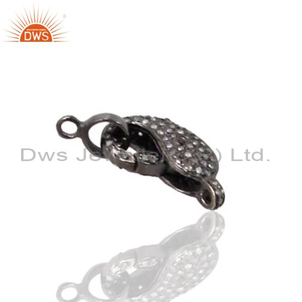 Exporter 925 Sterling Silver Pave Natural Diamond Lobster Clasp Handmade Jewelry Finding