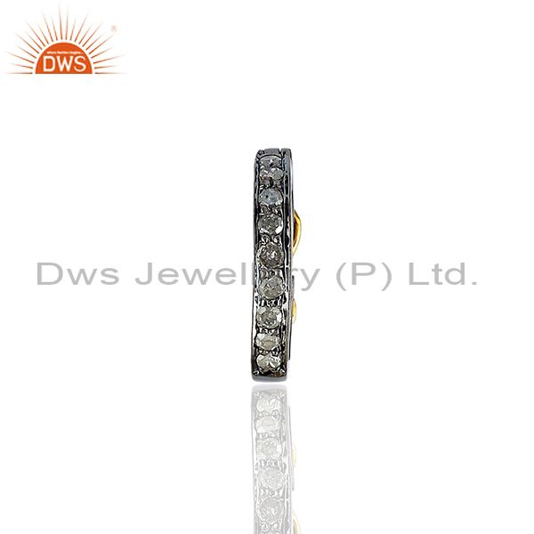 Exporter 18kt Gold Rondelles 0.12ct Diamond Spacer Finding 925 Sterling Silver Jewelry