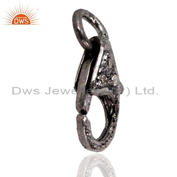 Exporter 925 Sterling Silver Pave Diamond Lobster Clasp Handmade Jewelry Finding 3Pc. LOT