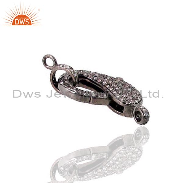 Exporter Sterling Silver Diamond Pave LATEST Fish Lobster Clasp Finding Jewelry 31x8 MM