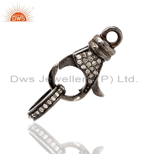 Exporter 0.26ct Diamond Sterling Silver Clasp Lock Connector Finding Jewelry