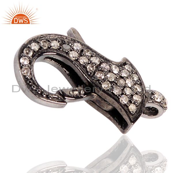 Exporter 0.43ct Pave Diamond Clasp Spacer Finding 925 Sterling Silver Handmade Jewelry