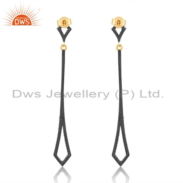 Exporter 1.4ct Pave Diamond 925 Sterling Silver Long Dangle Earrings Vintage Look Jewelry
